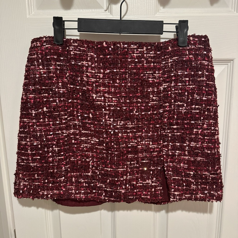 House of Harlow 1960 Burgundy Tweed Mini Skirt
